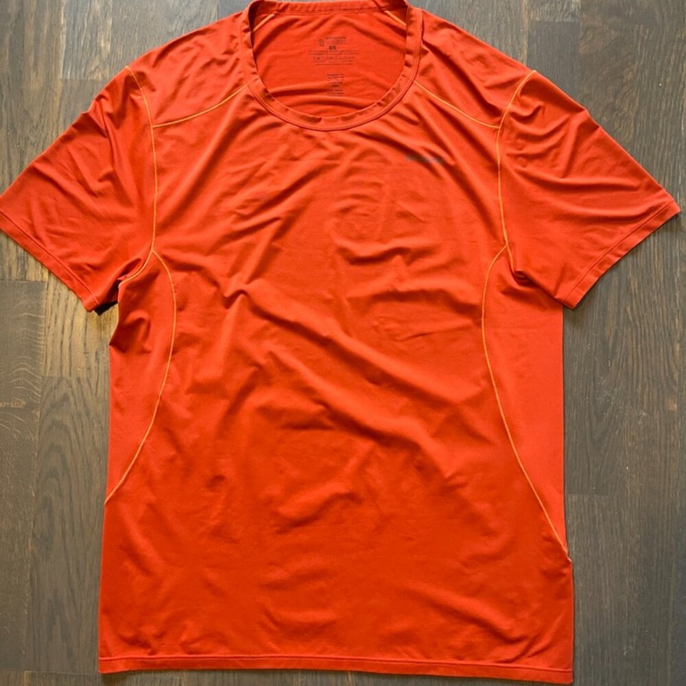Patagonia Capilene Orange Short-Sleeve Performance T-Shirt Mens Large